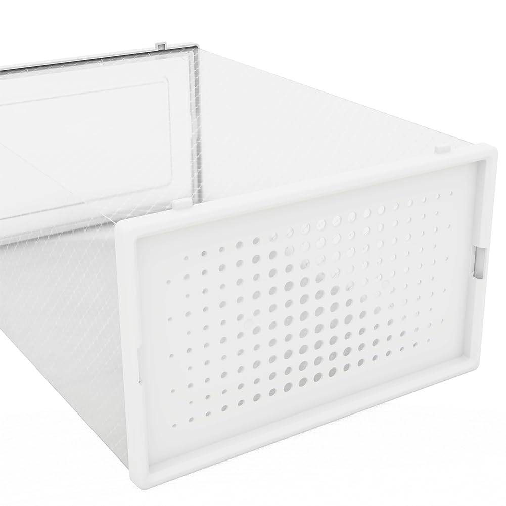 BAKAJI 6 x Scatole Portascarpe Impilabili con coperchi, Assemblaggio Facile, Porta Scarpe Salvaspazio Trasparenti, Contenitori Box Organizer Portaoggetti, Sneakers (Set 6 Pz, 33.5 x 23 x 14.5 cm)