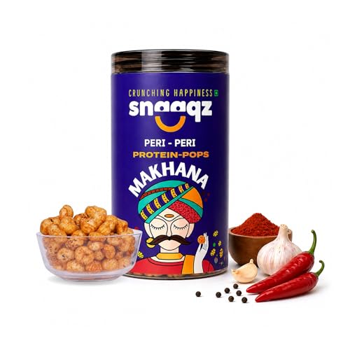 Image of SNAAQZ Peri Peri Roasted Makhana | Spicy Fox Nut Healthy Snack | Gluten Free Crunchy Namkeen | Low Calorie Phool Makhana | Protein Rich Diet Friendly Evening Snack