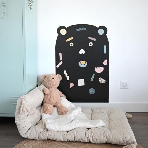 FERFLEX - tableau magnetique enfant - Ourson - deco murale avec bande magnetique adhesive repositionnable - vendu avec un jeu de forme géométrique - 58,1x86,2cm