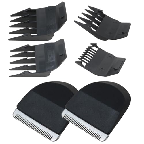 INGQI New 2 Pack Professional Clipper Snap On Replacement Blades w/ 4 Comb Guides Compatible for W-ahl Professional peanut trimmers 8685, 8655, 8685-1301 and 8663, Black