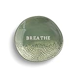 DEMDACO Breathe Glossy Green 4 x 4 Stoneware Ring Dish Treasure Keeper Jewelry Holder
