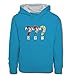 Spreadshirt Die DREI Fragezeichen Kids Silhouetten Kinder Kontrast-Hoodie, 3/4 Jahre, Pfauenblau/Grau meliert