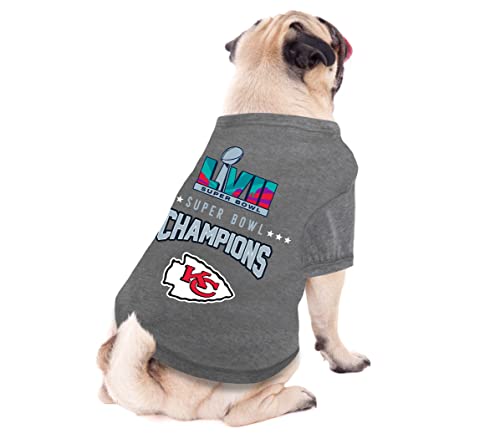 Nfl 2023 Super Bowl Lvii Championship Kansas City Chiefs Pet Tee Shirt, Durable Sporty Pet Tee, Small. *Limited Edition Nfl Champ Dog T-Shirt. Licensed Nfl Football Winning Shirt For Dogs & Cats #TOP3