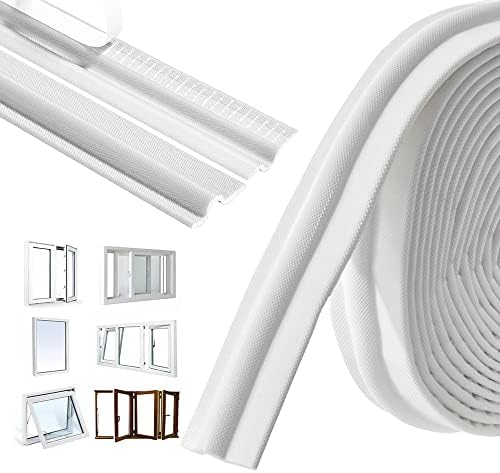 236 inch/6m Window Draft Blocker,Insect Proof Self-Adhesive Insulation Seal Strip Draught Excluder Sound Proofing Strip, Foam Tape for Windows Doors (White)