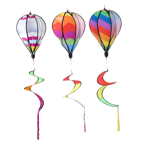 SEWOART 3Pcs Hot Air Balloon Wind Spinner Decorative Garden Hanging Spinners for Outdoor Camping and Picnic Decor Vibrant and Lifelike Windmill Pendant
