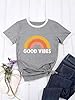 Dresswel Women Good Vibes T-Shirt Rainbow Graphic Print Tee Shirts Summer Tops(3-Grey,M) #2