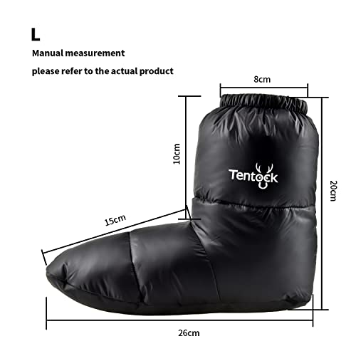 Tentock Down Socks for Men Women Duck Down Thermal Booties AntiSlip Sole Warm Winter Socks Camping Ski Tent Sleeping Bag Home Office Indoor Use Reusable Foot Warmers Outdoor (Black L) - Image 2