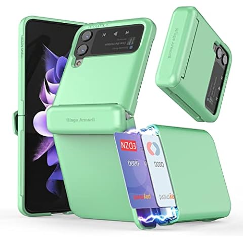 VVUPIC for Galaxy Z Flip 4 Case Cover 2-Card Slot Slim Hard Rugged Hinge Protective Armor-S Mint Cover