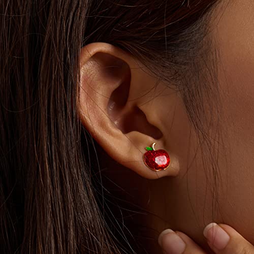 Red Apple Stud Earrings for Women Girls 925 Sterling Silver Christmas Earrings Tiny Fruit Studs Back to School Earrings Xmas Ear Jewelry Hypoallergenic2