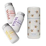 Wild Nachfüllbares Antiperspirant Roll On Deodorant Starter-Set – 72h Geruchs- & Schweißschutz – Bee Print Case mit Honey & Cactus Flower, Coconut & Vanilla, Vanilla Bean & Buttercream Refills