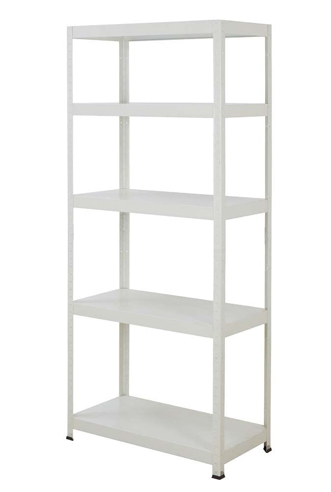 Bigdug White Steel Garage Shelving | 1800H X 800W X 400D Mm | 5-Tier Shelving Unit | 450Kg Per Bay Udl | 90Kg Load Per Shelf | Adjustable Shelves