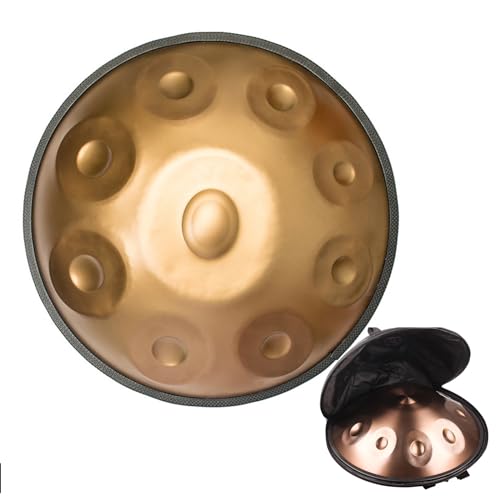 Handpan de acero 22 pulgadas dorado 10 notas D menor miniatura 1