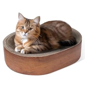 ComSaf Cat Scratcher Bed, Corrugated Cardboard Cat Scratch Bed Lounge Durable Long Lasting, Cat Scratch Pad Cat Scratching Board for Indoor Cats Protecting Furniture Sofa(Oval)