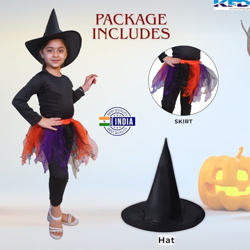 Image of Kaku Fancy Dresses Holloween Skirt Cap Set For Girl|Skirt Cap Set For Annual Function /Holloween Party /Competition - Girl, 3-4 Years