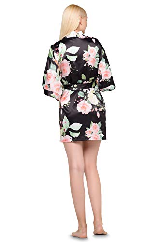 Image of Turquaz Women's Silky Satin Kimono Robes for Bridesmaids, Bride, Short Loungewear, Lingerie Dressing Gown Silk Like VS Robe