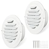 4 Inch Round Air Vent Covers, LouanXpert Stainless Steel White Soffit Vent Covers Exterior Wall Vent with Built-in Fine Mesh for House, Garage, Apartment, RV (100mm - 2PCS)