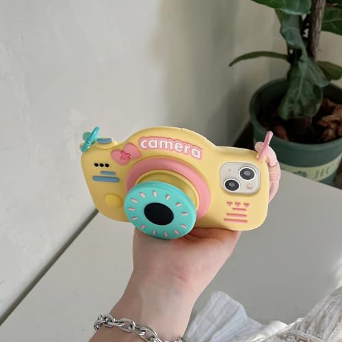 YAKVOOK Bracket Phone Case Compatible with iPhone 17 Pro，Cute 3D Cartoon Camera Holder with Wrist Strap Funny Soft Silicone Shockproof Protective Cover for Women Girls by YAKVOOK - Image 5