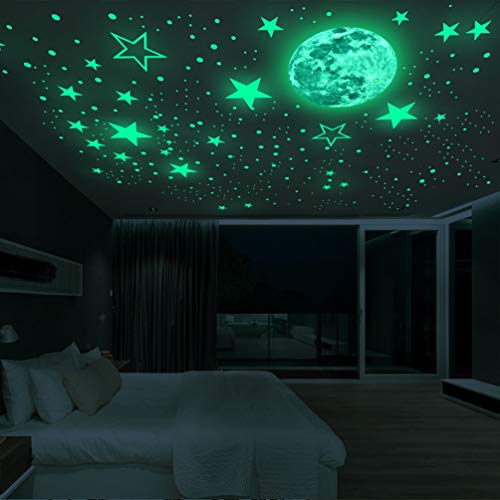 TOYANDONA Adesivos de parede com estrelas que brilham no escuro para decoração de teto de parede par