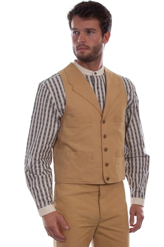 Image of Scully Mens Wheat 100% Cotton Vintage Lapels Vest LT