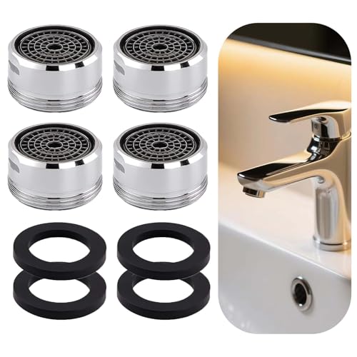 4PCS Wassersparend Strahlregler M24 Wasserfluss, Wassersparende Perlatoren für Wasserhähne mit 5L/min, Edelstahl & ABS Wasserhahn Sieb Strahlregler, Kalkfilter Aufsatz für Küche Bad Garten