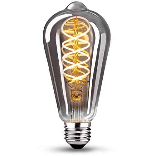 HUSTUNG Bombilla LED E27, Regulable Bombilla LED 4W (Equivalente a 40W) ST64 Edison Vintage Bombillas LED E27 Luz Calida 2400K - Gris, Paquete de 1