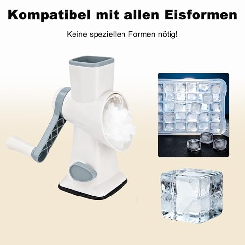 Manueller Eiscrusher & Slushy Maker,Tragbarer Crushed Ice Maker Mit Edelstahlklingen, Rutschfestem Saugfuß & Handkurbel – Einfach Zu Reinigen, Idealer Ice Crusher Für Sommergetränke Zuhause