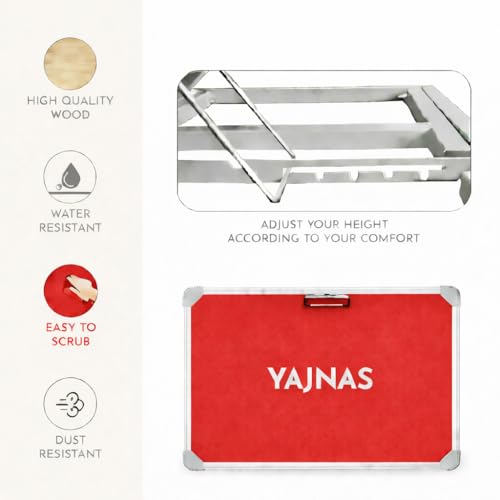 Image of YAJNAS Multipurpose Portable Study Laptop Table (15 x 26 Inch) | Height Adjustable Foldable Lap Desk Bed Table for Kids, Students, Home, Office, Online Classes & Learning - Red