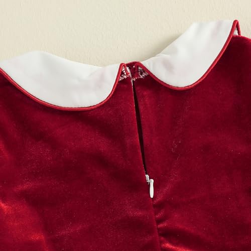 Toddler Kids Baby Girl Christmas Dress Long Sleeve Smocked Deer Embroidered Velvet Dresses Winter Clothes 1-7Y4
