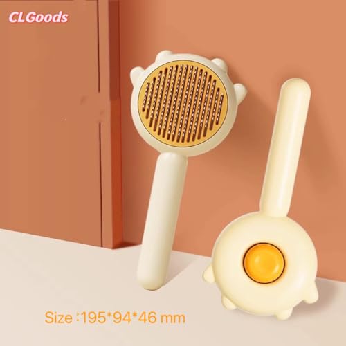 Image of Pet Grooming Comb with One-Button De-Shedding, Pet Dematting Comb,Dogs Cats Comb, Pet Hair Cleaner Brush (Yellow), blue
