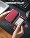 VULKIT Slim Bifold Pop up Wallet Minimalist Leather Card Holder RFID Blocking Metal Card Case with ID Window for Women(Wine)