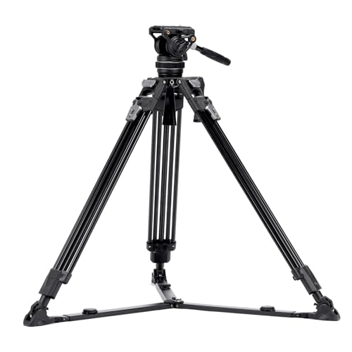 Cayer FA310H Video Camera Tripod with One Step Leg Locks and SP10 Ground Spreader
