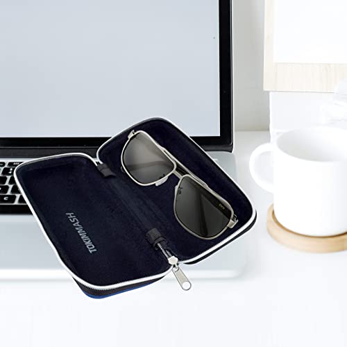 Tokimmash Glasses Case With Zipper Hard Case Glasses Case Of Portable Eyeglasses Case Sunglasses Hard Case Box Protector For Men Women Students And 4 Pieces With Cleaning Cloth #TOP2