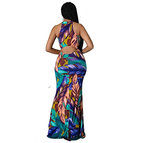 Vestidos casuais para mulheres fashion decote frente única estampa floral sem mangas maxi vestido pr