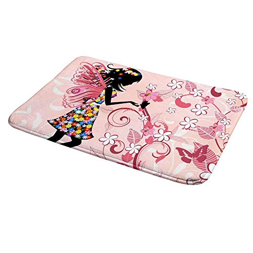 Tapis de bain antidérapant lavable en machine rose 36 x 61 cm