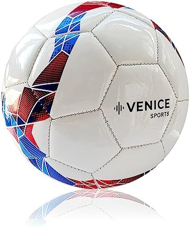 VENICE SPORTS Flash Soccer Ball - Size 3 Soccer Balls for Kids Girls and Boys - Outdoor & Indoor Soccerball - Attractive Soccer Gifts (Blue,Red,White)