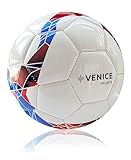 VENICE SPORTS Flash Soccer Ball - Size 3 Soccer Balls for Kids Girls and Boys - Outdoor & Indoor Soccerball - Attractive Soccer Gifts (Blue,Red,White)