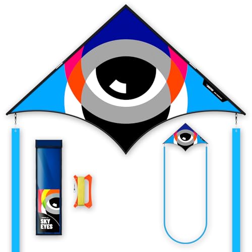 SGftre Delta Drachen für Erwachsene ＆ Kinder, Extrem Einfach zu Fliegen, Einzeilige Flugdrachen für Familie Outdoor-Spiele & Aktivitäten (Blau)