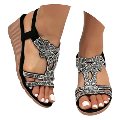 Sandales bride en T femme 37 : escarpins plateforme noirs confortables d'été