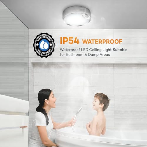 TOOWELL Motion Sensor Ceiling Light Battery Operated Indoor LED Ceiling Lights for Closet Hallway Pantry Laundry Stairs Garage Bathroom Shower Porch Shed Wall 400LM Motion Activated Light - 2 Pack by TOOWELL - Image 8
