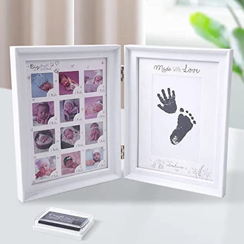 shamjina Kit de Moldura de Lembrança de Bebê para Chá de Bebê com Doze Slots Presente com Almofada d