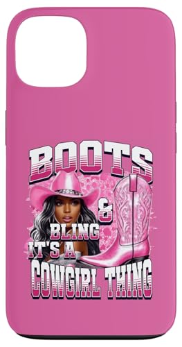 Boots & Bling Its a Cowgirl Thing Cowgirl Melanin Rodeo �X�}�z�P�[�X iPhone 13 �p