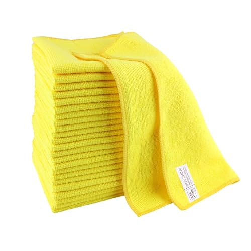 IDEA HOME-24 Stück Mikrofasertücher Putzlappen Staubtücher Reinigungstücher Putztücher Allzwecktücher 30x30cm Gelb