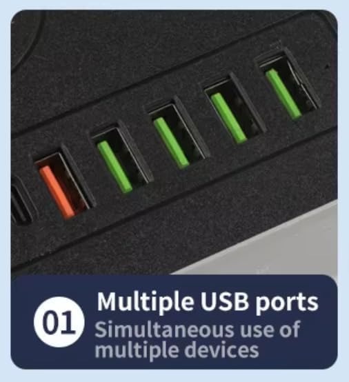 Image of Extension Board, Power Strip with 6 USB Ports and 3 Universal Socket, 2500W 10A Extension Cord, 3-Pin Surge Protector Power Strip for Home, Office, Computer, Mobile Charging (White-Z65)