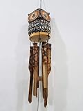Bongjas Dream Owl Bamboo Wind Chime Memorial Gifts - Wood Wind Chime | Large Indoor Outdoor Wooden |