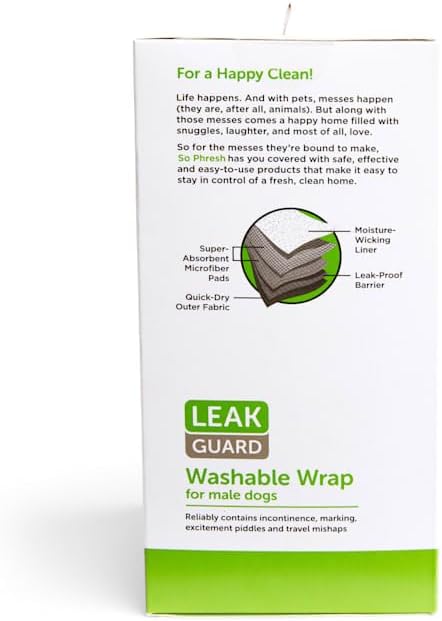 So Phresh by Petco Washable Leak Guard Wrap for Male Dogs Medium Pack of 2