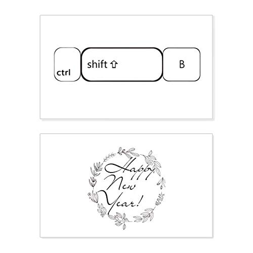 Tarjeta de Año Nuevo Ctrl Shift B con mensaje impreso de felicitación