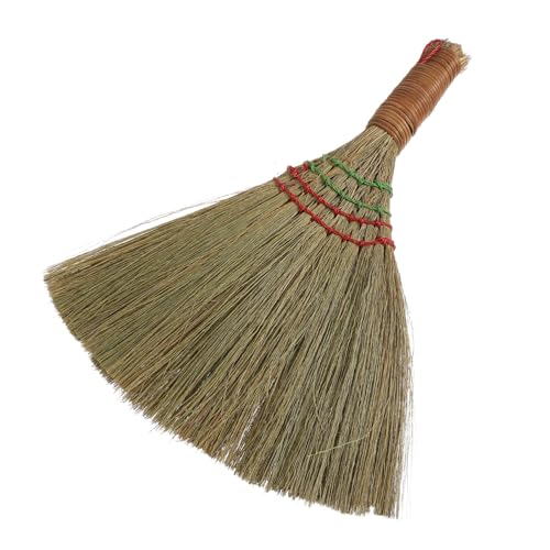 PartyKindom Small Whisk Broom Handheld Sweeper Brush for Desk Cleaning Portable Miscanthus Straw Broom with Short Handle for Indoor Outdoor Use Durable and Household Tool