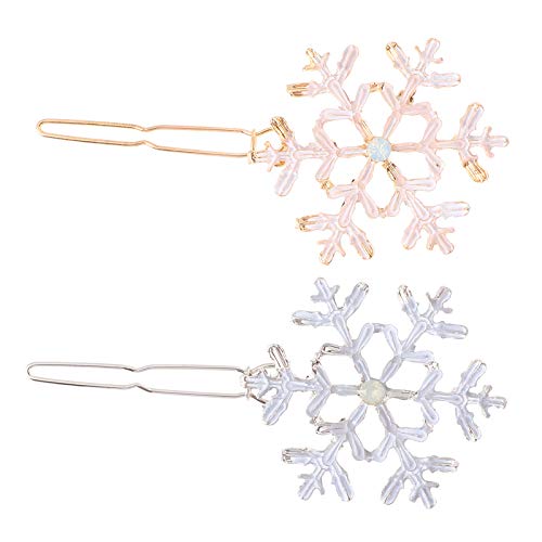 Lurrose 4Pcs Snowflake Hair Clips Christmas Snow Bobby Pins Alloy Shiny Hair Pins Xmas Hair Accessories Party Favors #TOP7