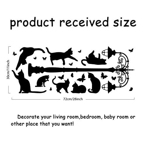 SUPERDANT Black Cat Stickers Silhouette Street Lights Butterfly Wall Decal Decor Art Vinyl Door Wallpaper for Bedroom Living Room Home Kid's Room Decorations Wall Sticker Vinyl Transfer - Image 3
