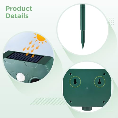 Repelente solar para gatos exterior con sensor infrarrojo y carga solar 3